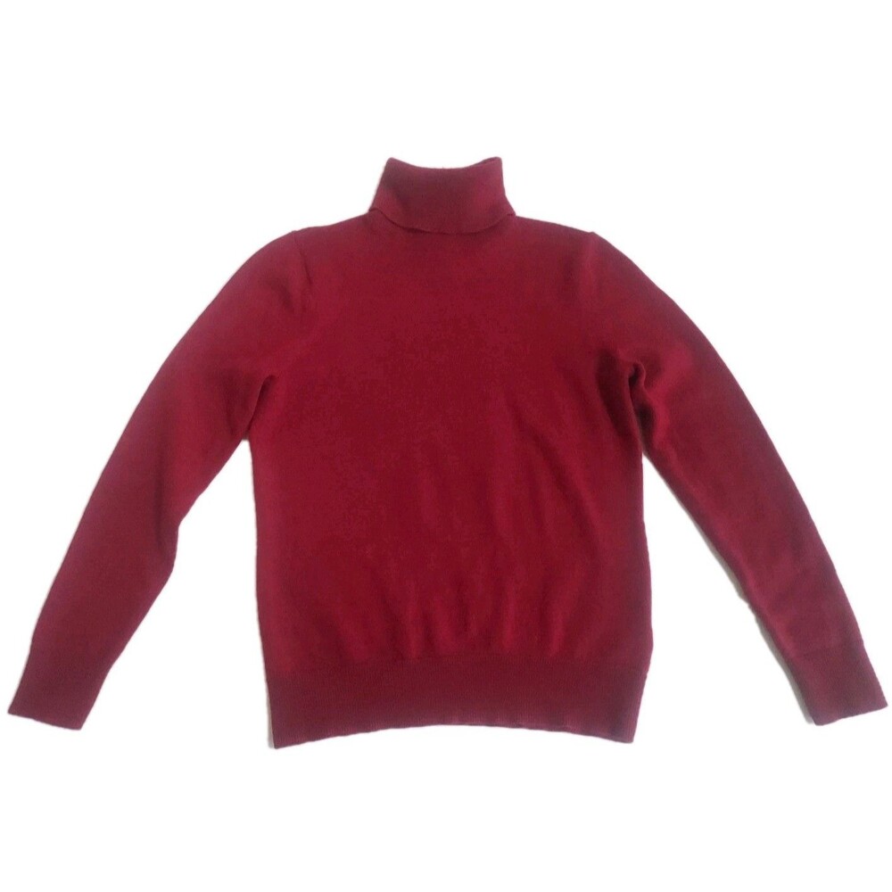 Halston Layering Essentials Dark Red Turtleneck Extra fine Merino Wool Sweater M